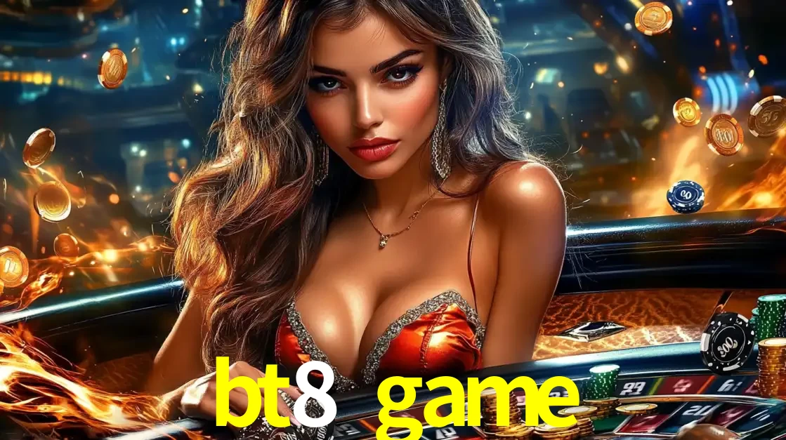 Mulher glamourosa em uma mesa de roleta com um fundo de chamas e moedas voadoras, pronta para fazer sua aposta e ganhar grandes prêmios no cassino ao vivo bt8 game.